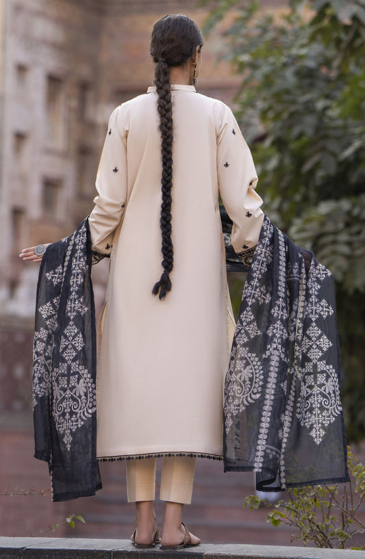 Bazaar by Casual Lite Embroidered Lawn Stitched 3 Piece Suit - D-04 - CL25BSV2 - Off White - Summer Collection