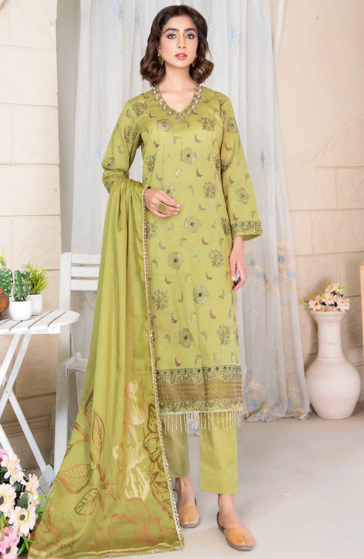 Deeda Zaib by Riaz Arts Embroidered Lawn Unstitched 3 Piece Suit - D-04 - RA25DDZ - Green - Summer Collection