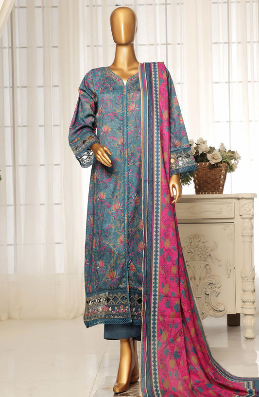 Sadabahar Embroidered Lawn Stitched 3 Piece Suit - D-04 - SBD25FC - Blue - Summer Collection