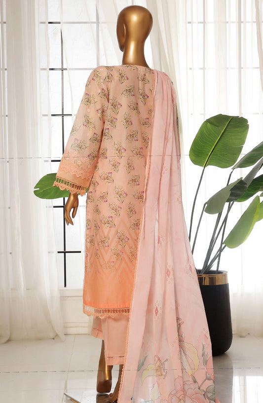Sadabahar Chikankari Lawn Stitched 3 Piece Suit - D-04 - SBD25FC - Peach - Summer Collection