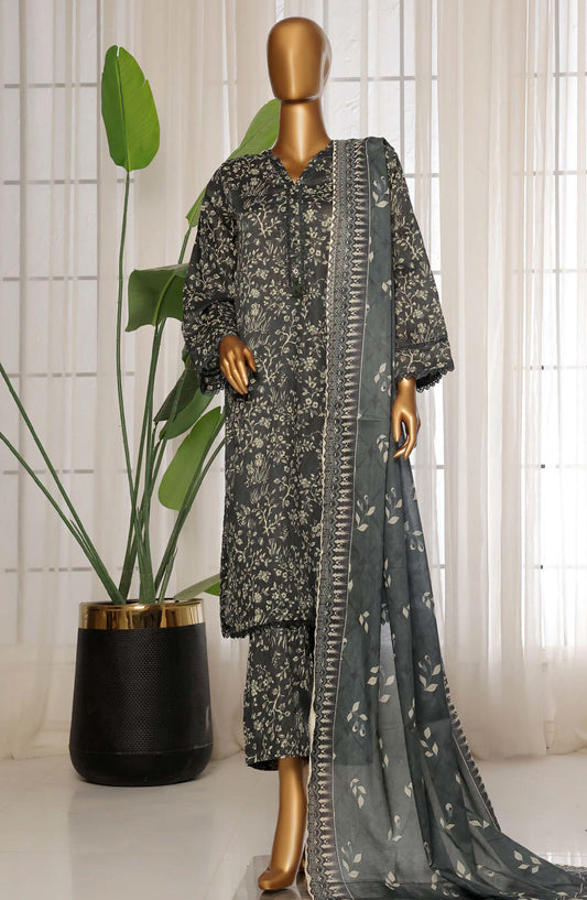 Sadabahar Printed Lawn Stitched 3 Piece Suit - D-04 - SDB25PLV3 - Green - Summer Collection
