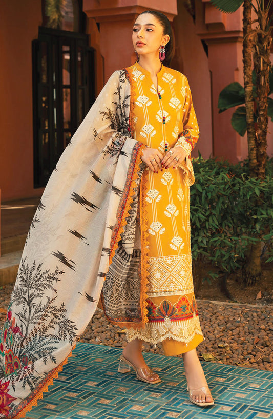 Zainab Chottani Chikankari Lawn Unstitched 3 Piece Suit - D-04A Aanya - ZBC25CL - Yellow - Summer Collection