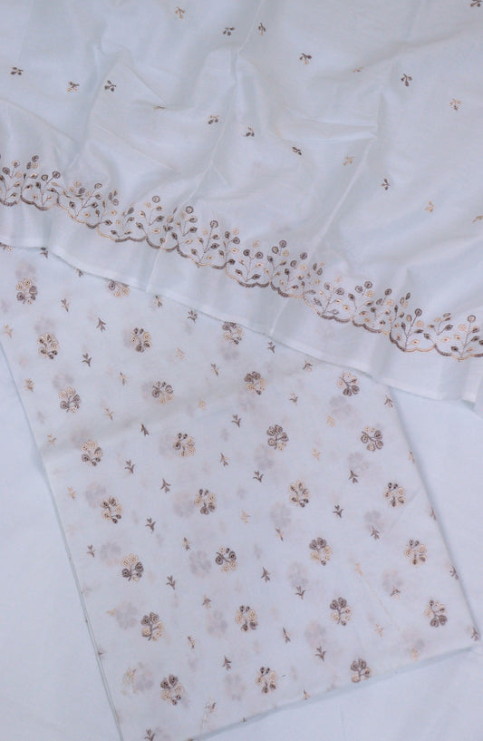 Mehek by Amna khadija Embroidered Lawn Unstitched 3 Piece Suit - D-05 - AM25MCL - White - Summer Collection