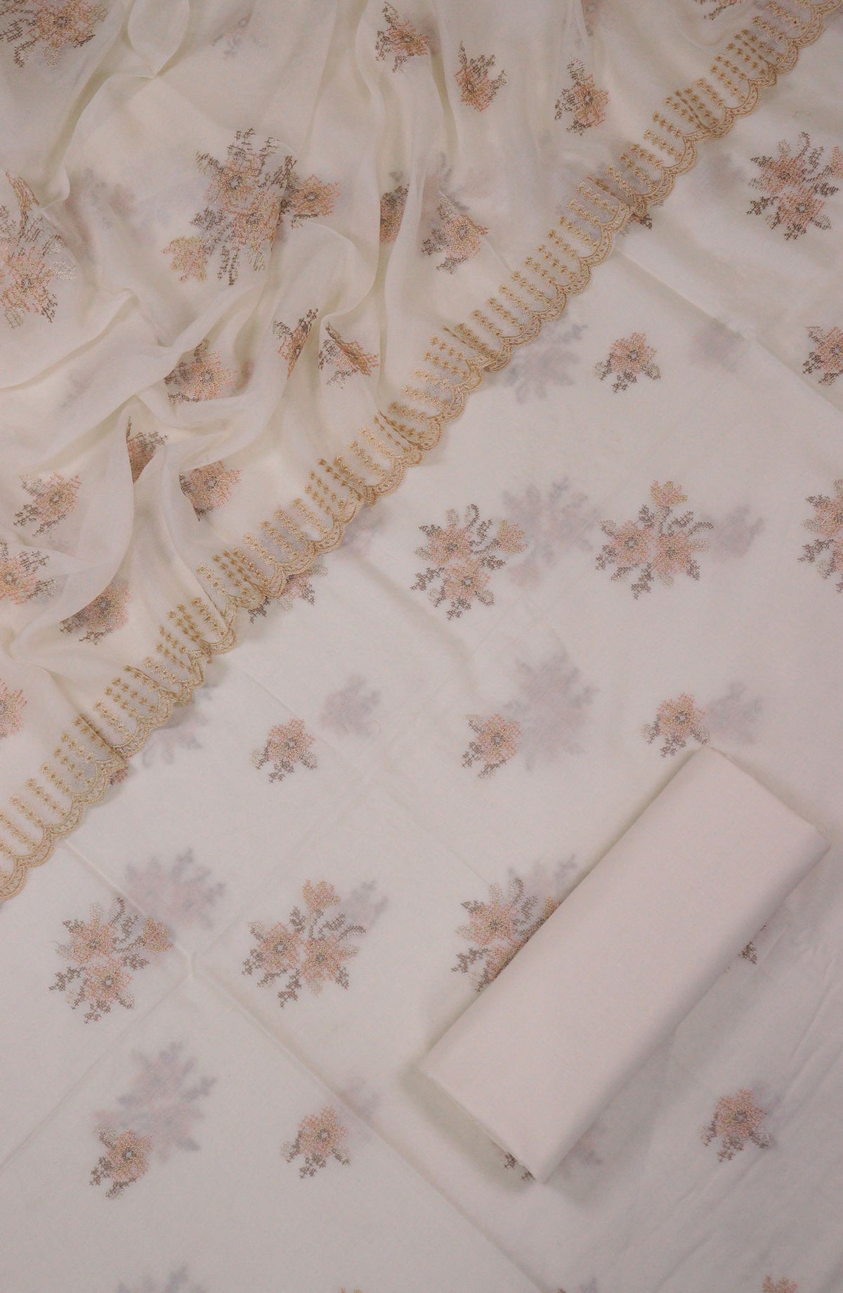Salma Sitara by Amna Khadija Embroidered Lawn Unstitched 3 Piece Suit - D-05 - AM25SSEL - Off White - Summer Collection