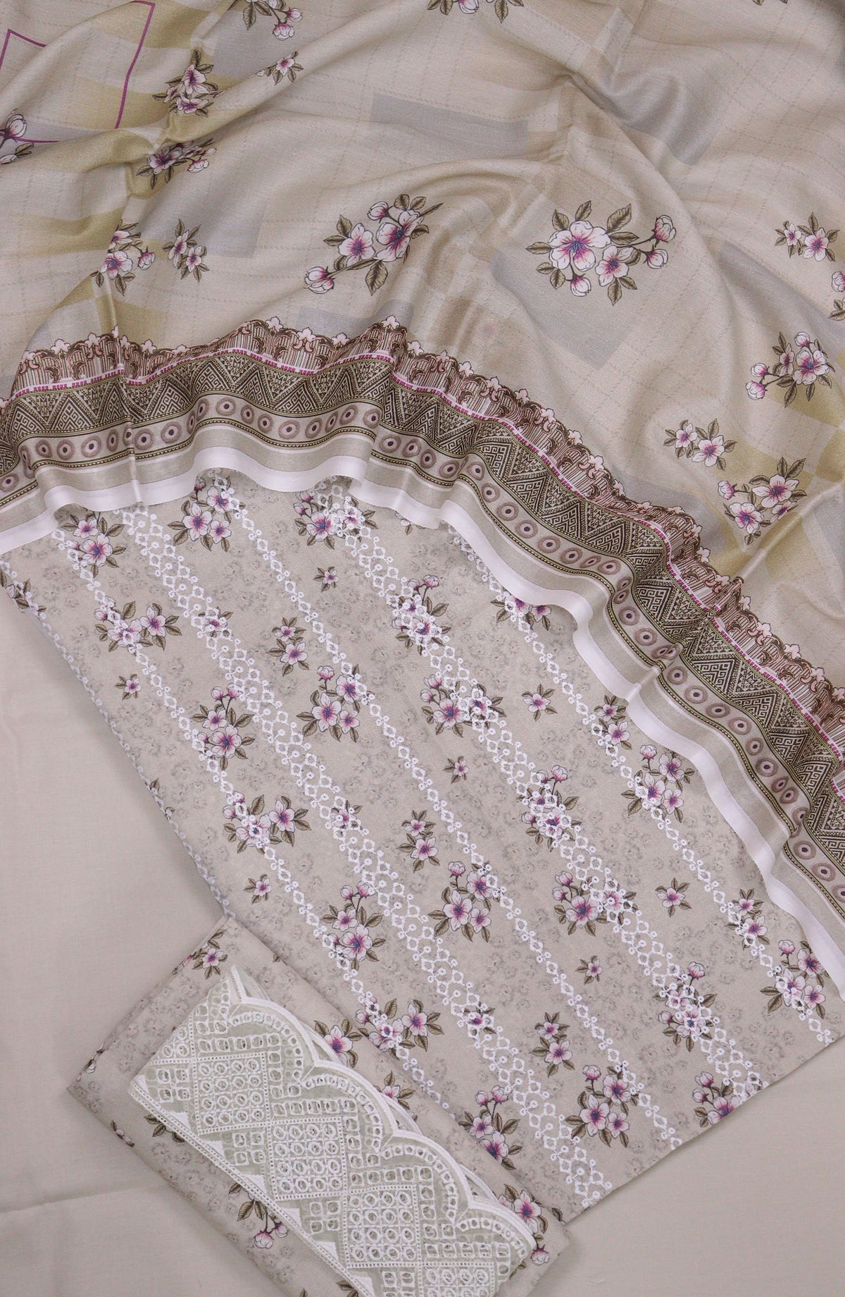 Zehra by Amna Khadija Chikankari Lawn Unstitched 3 Piece Suit - D-05 - AM25ZCL - Grey - Summer Collection