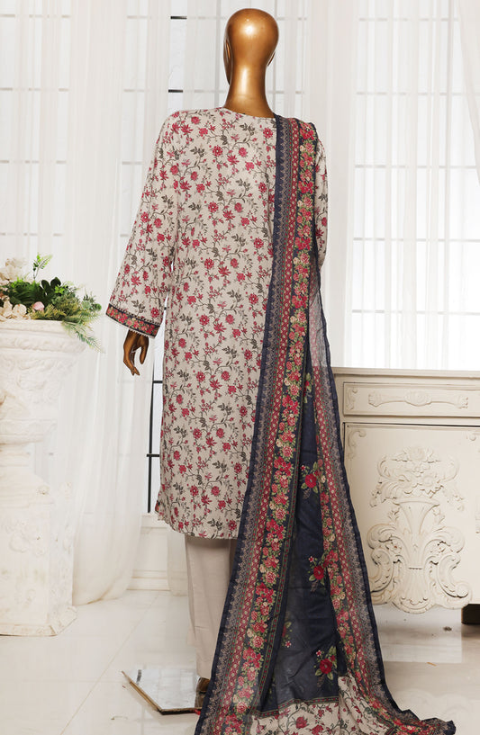 Bin Saeed Printed Lawn Stitched 3 Piece Suit - D-05 - BS25EPLV4 - Off White - Summer Collection
