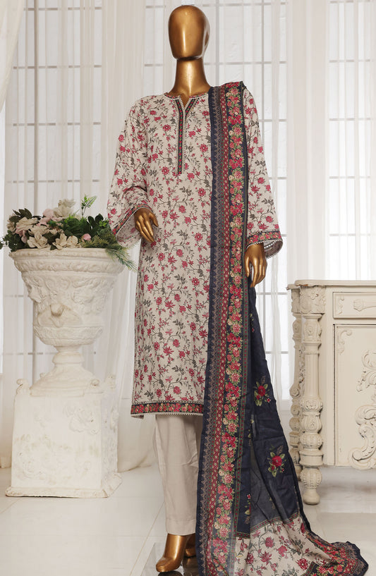 Bin Saeed Printed Lawn Stitched 3 Piece Suit - D-05 - BS25EPLV4 - Off White - Summer Collection