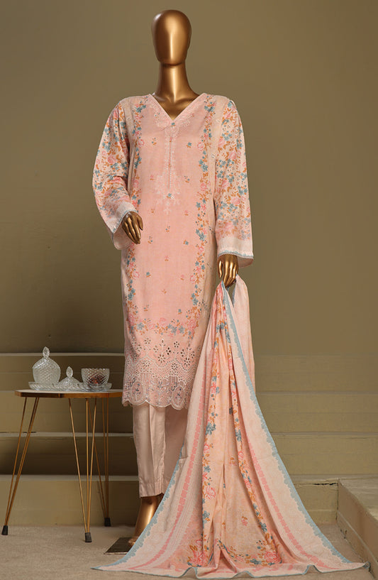 Bin Saeed Chikankari Lawn Stitched 3 Piece Suit - D-05 - BS25LC - Pink - Summer Collection
