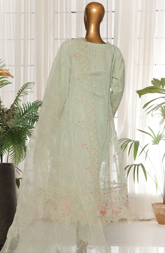 Bin Saeed Embroidered Organza Stitched 3 Piece Suit - D-05 - BS25LOCF - Green - Festive Collection