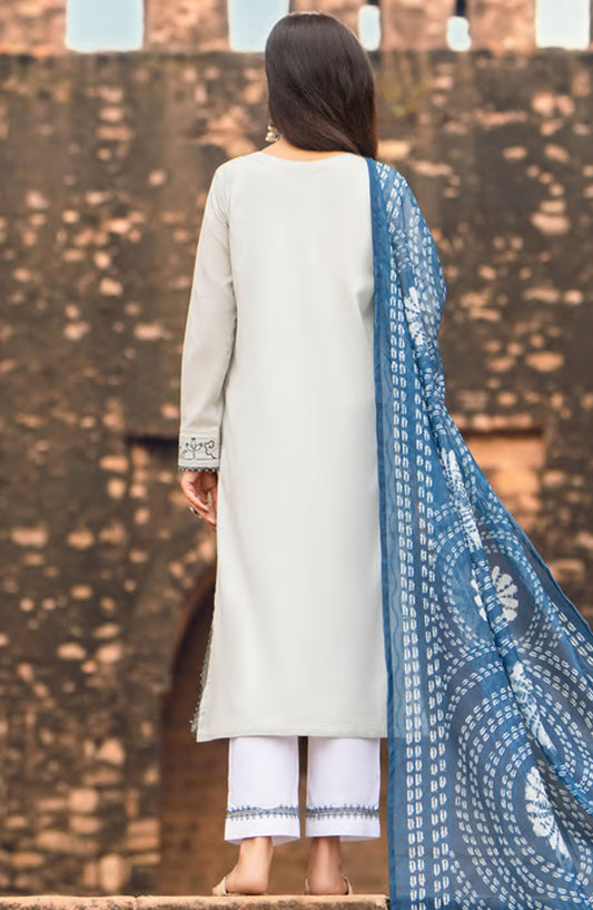 Casual Lite Embroidered Lawn Stitched 3 Piece Suit - D-05 - CL25ITS - White - Summer Collection