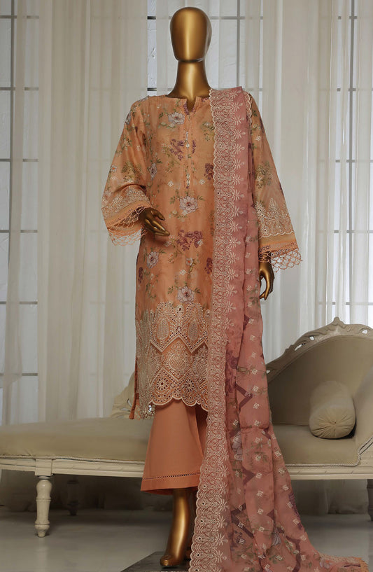 Sadabahar Chikankari Stitched 3 Piece Suit - D-05 - SBD25LFC - Peach - Summer Collection