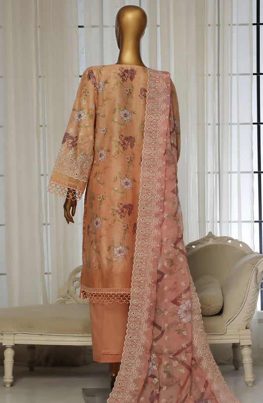 Sadabahar Chikankari Stitched 3 Piece Suit - D-05 - SBD25LFC - Peach - Summer Collection