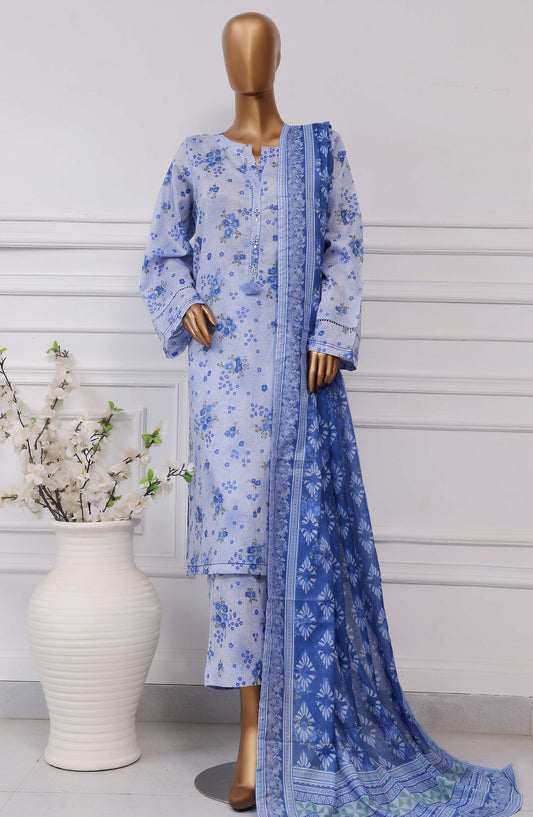 Sadabahar Printed Lawn Stitched 3 Piece Suit - D-05 - SBD25PLCV4 - Blue - Summer Collection