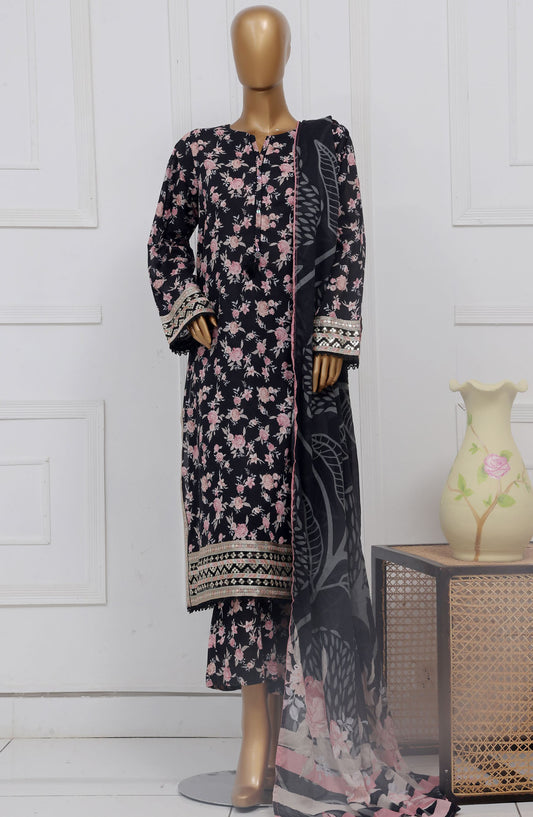 Raya by Sadabahar Embroidered Lawn Stitched 3 Piece Suit - D-05 - SBD25RFCV2 - Black - Festive Collection