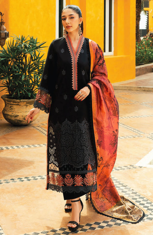 Zainab Chottani Chikankari Lawn Unstitched 3 Piece Suit - D-05A Selah - ZBC25CL - Black - Summer Collection