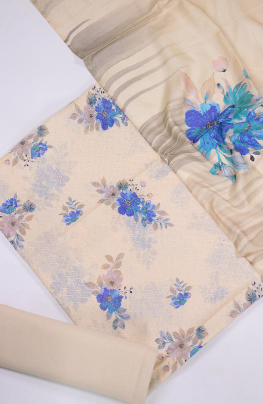 Maya by Amna Khadija Printed Lawn Unstitched 3 Piece Suit - D-06 - AM25MPPSL - Beige - Summer Collection