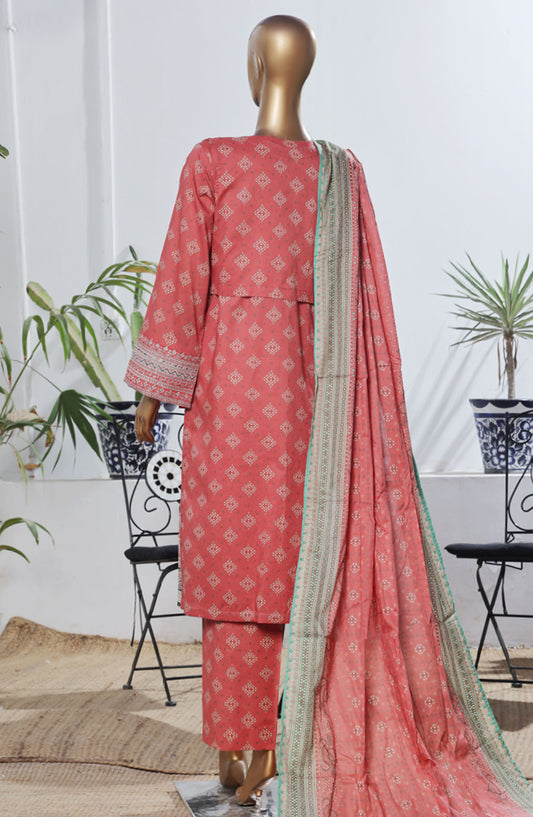 Bin Saeed Embroidered Lawn Stitched 3 Piece Suit - D-06 - BS25BEEC - Pink - Eid Collection