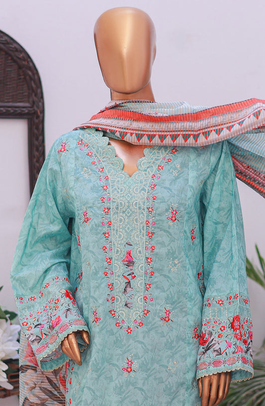 Bin Saeed Self Stripe Stitched 3 Piece Suit - D-06 - BS25EKCR - Blue - Summer Collection