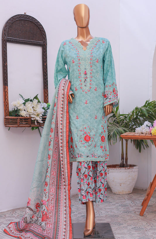 Bin Saeed Self Stripe Stitched 3 Piece Suit - D-06 - BS25EKCR - Blue - Summer Collection