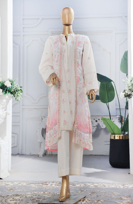Bin Saeed Embroidered Cotton Stitched 3 Piece Suit - D-06 - BS25EKJ - White - Summer Collection