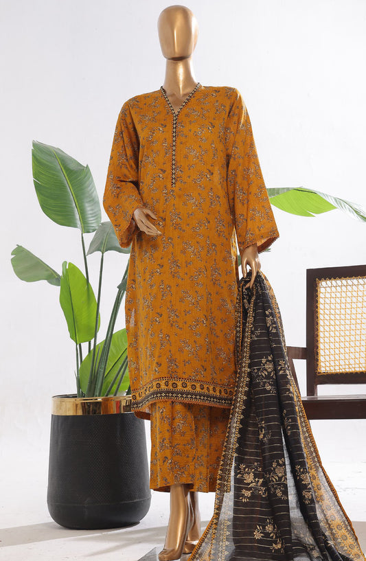 Bin Saeed Printed Lawn Stitched 3 Piece Suit - D-06 - BS25EPLV3 - Mustard - Summer Collection