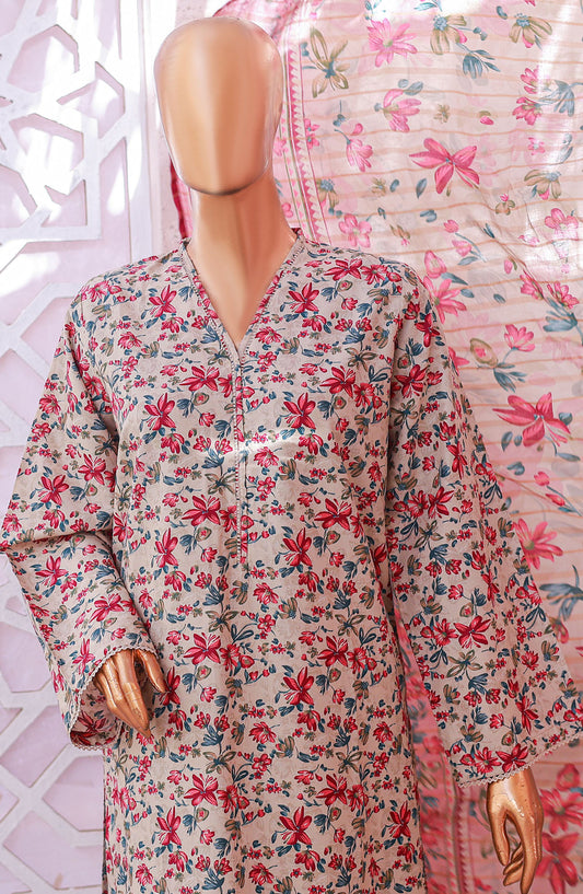Bin Saeed Printed Lawn Stitched 3 Piece Suit - D-06 - BS25EPLV5 - Pink - Summer Collection