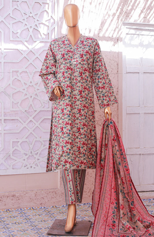 Bin Saeed Printed Lawn Stitched 3 Piece Suit - D-06 - BS25EPLV5 - Pink - Summer Collection