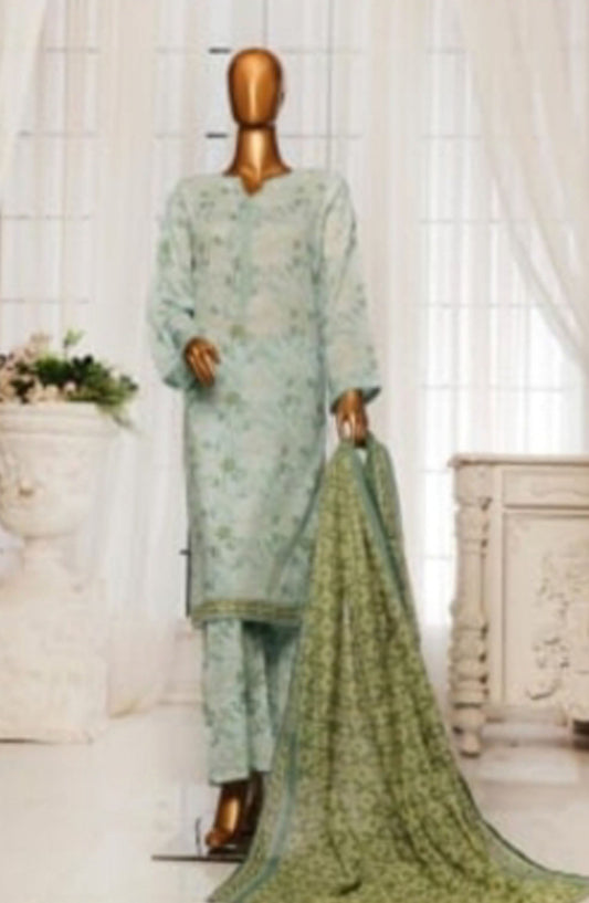 Bin Saeed Printed Lawn Stitched 3 Piece Suit - D-06 - BS25EPLV7 - Green - Summer Collection