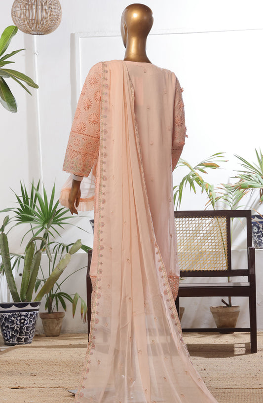 Bin Saeed Embroidered Chiffon Stitched 3 Piece Suit - D-06 - BS25L3PCCC - Peach - Festive Collection