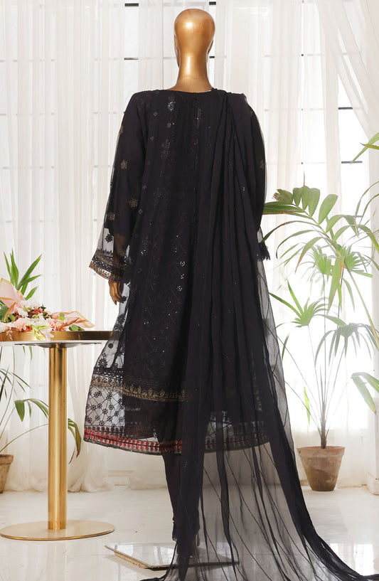 Bin Saeed Embroidered Organza Stitched 3 Piece Suit - D-06 - BS25LOCF - Black - Festive Collection