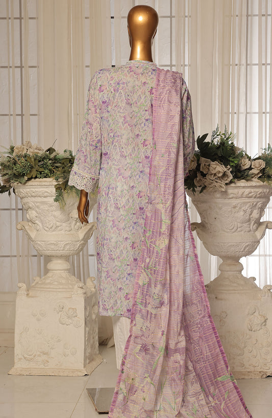 Bin Saeed Chikankari Stitched 3 Piece Suit - D-06 - BS25WNWC - Purple - Summer Collection