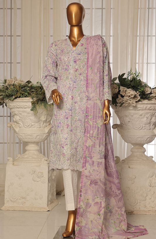 Bin Saeed Chikankari Stitched 3 Piece Suit - D-06 - BS25WNWC - Purple - Summer Collection