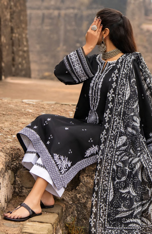 Casual Lite Embroidered Lawn Stitched 3 Piece Suit - D-06 - CL25ITS - Black - Summer Collection
