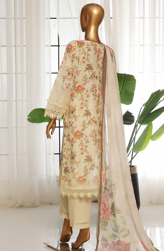 Sadabahar Chikankari Lawn Stitched 3 Piece Suit - D-06 - SBD25FC - Cream - Summer Collection