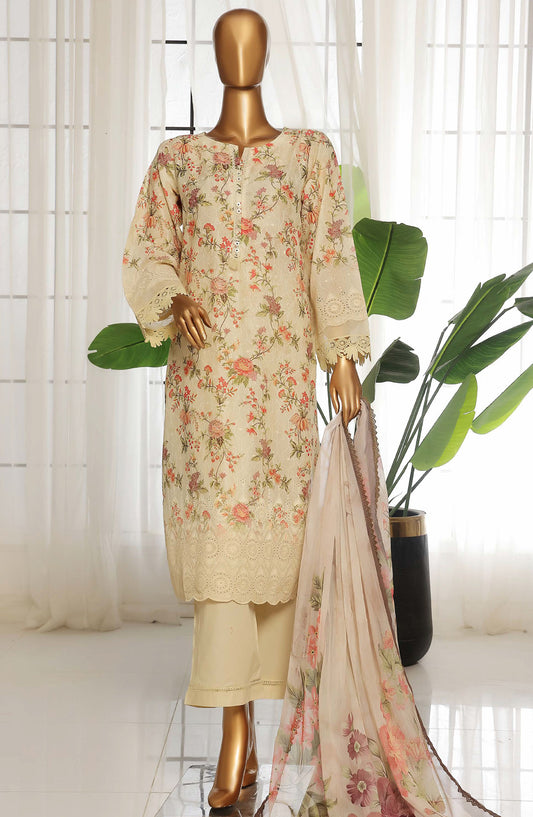 Sadabahar Chikankari Lawn Stitched 3 Piece Suit - D-06 - SBD25FC - Cream - Summer Collection
