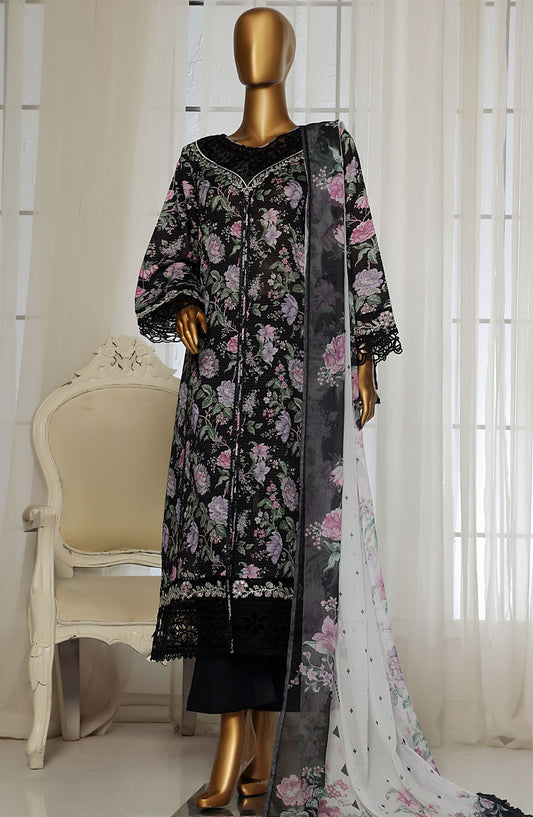Sadabahar Embroidered Lawn Stitched 3 Piece Suit - D-06 - SBD25FCV2 - Black - Summer Collection