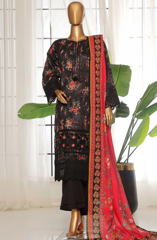 Rania by Sadabahar Embroidered Lawn Stitched 3 Piece Suit - D-06 - SBD25REV2 - Black - Summer Collection