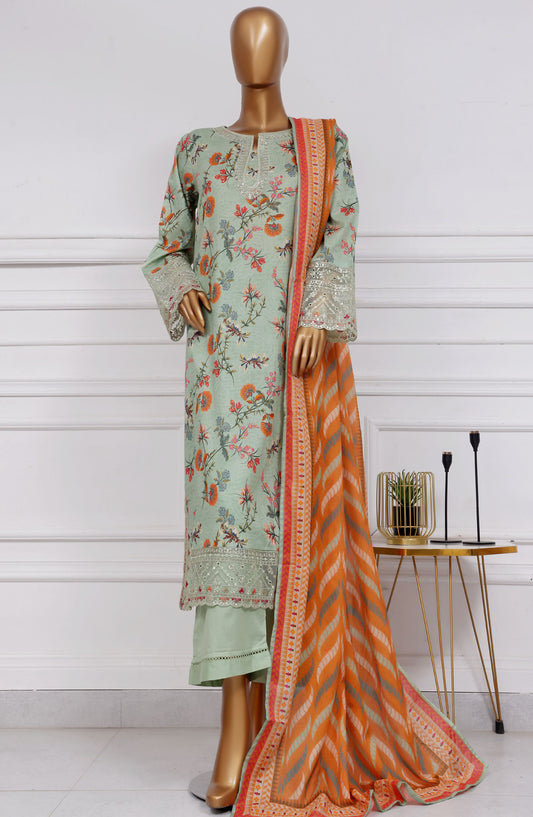 Raya by Sadabahar Embroidered Lawn Stitched 3 Piece Suit - D-06 - SBD25RFCV2 - Green - Festive Collection