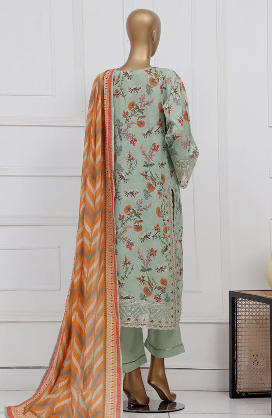 Raya by Sadabahar Embroidered Lawn Stitched 3 Piece Suit - D-06 - SBD25RFCV2 - Green - Festive Collection