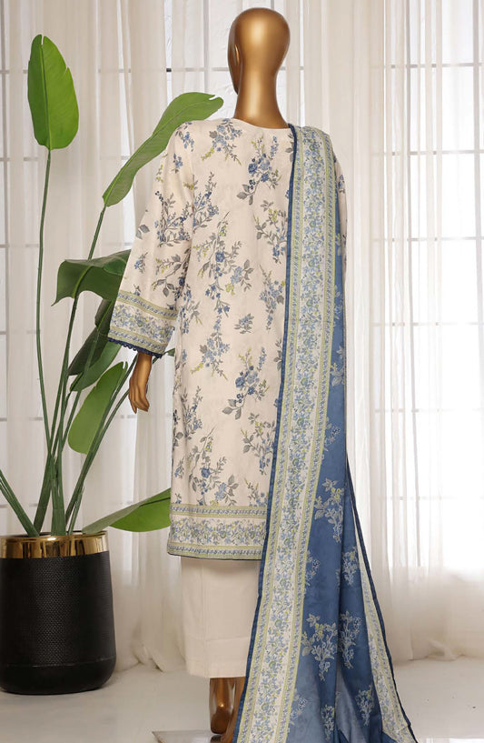 Sadabahar Printed Lawn Stitched 3 Piece Suit - D-06 - SDB25PLV3 - White - Summer Collection