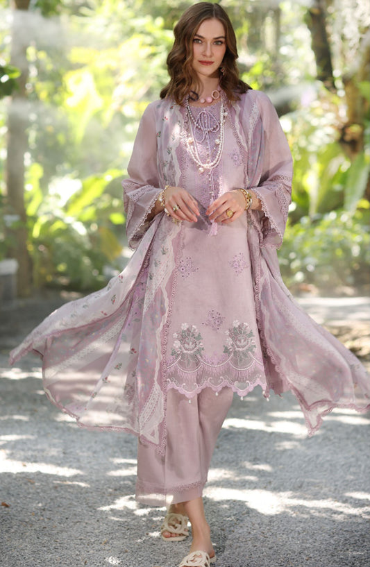 Noor by Saadia Asad Embroidered Lawn Unstitched 3 Piece Suit - D-06 B - SA25NELP - Purple - Summer Collection