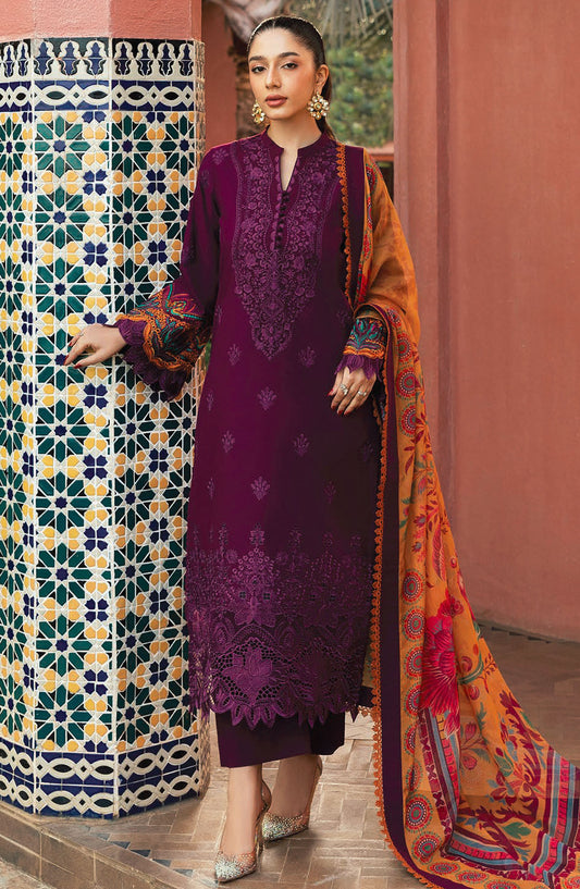 Zainab Chottani Chikankari Lawn Unstitched 3 Piece Suit - D-06B Nia - ZBC25CL - Purple - Summer Collection