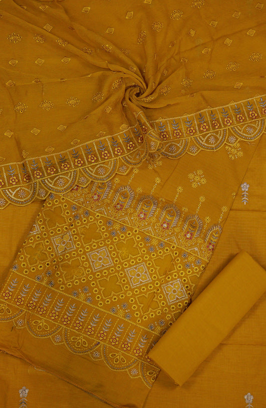 Anaya by Amna Khadija Embroidered Lawn Unstitched 3 Piece Suit - D-07 - AM25AUFL - Yellow - Summer Collection