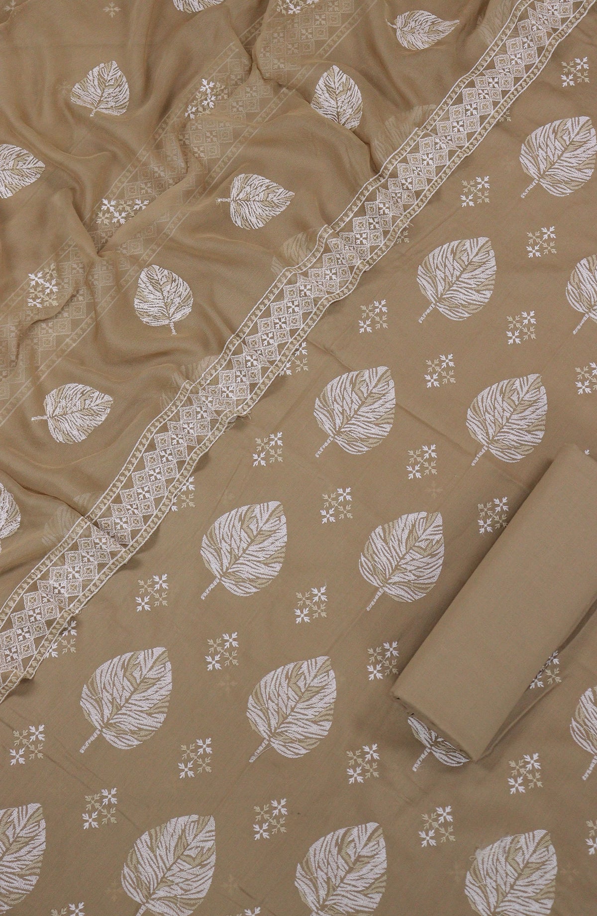 Maria by Amna Khadija Embroidered Lawn Unstitched 3 Piece Suit - D-07 - AM25MREL - Brown - Summer Collection