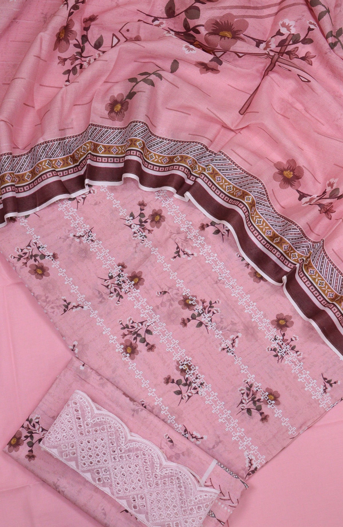 Zehra by Amna Khadija Chikankari Lawn Unstitched 3 Piece Suit - D-07 - AM25ZCL - Pink - Summer Collection