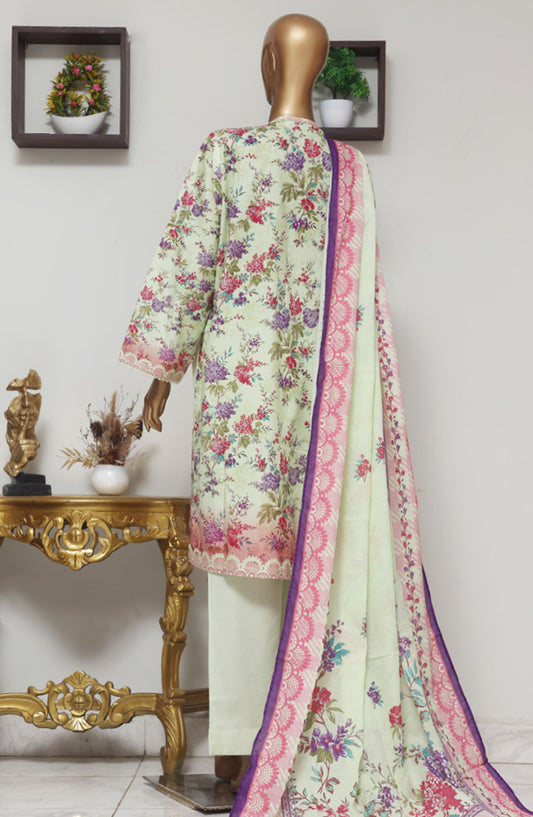 Bin Saeed Embroidered Lawn Stitched 3 Piece Suit - D-07 - BS25EELV9 - Green - Summer Collection