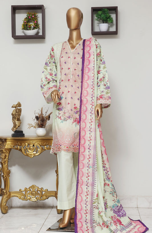 Bin Saeed Embroidered Lawn Stitched 3 Piece Suit - D-07 - BS25EELV9 - Green - Summer Collection