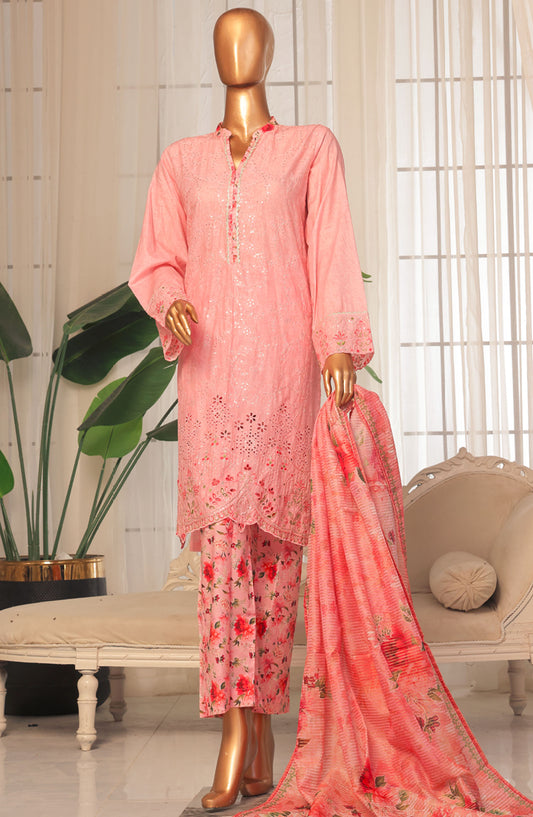 Bin Saeed Embroidered Stitched 3 Piece Suit - D-07 - BS25EKK - Pink - Summer Collection