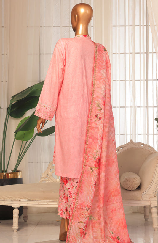 Bin Saeed Embroidered Stitched 3 Piece Suit - D-07 - BS25EKK - Pink - Summer Collection