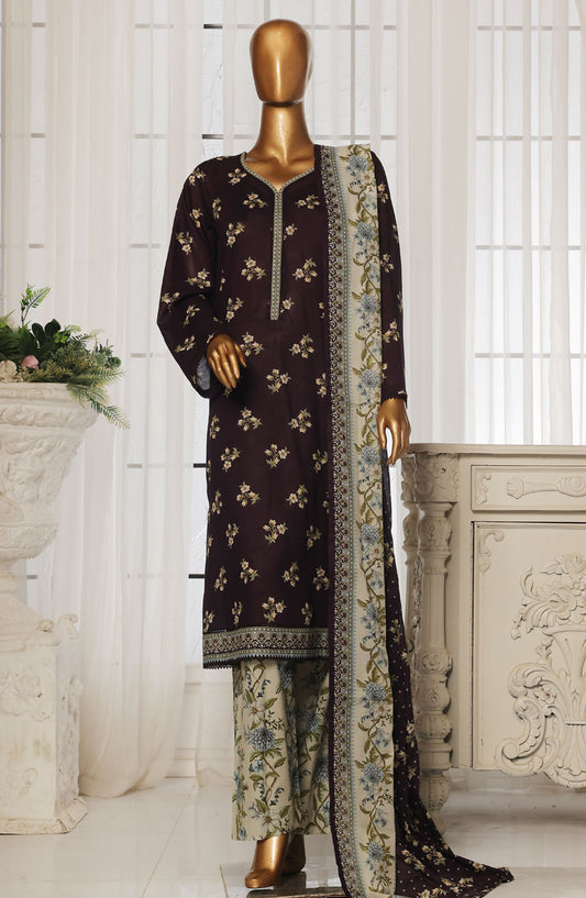 Bin Saeed Printed Lawn Stitched 3 Piece Suit - D-07 - BS25EPLV4 - Black - Summer Collection